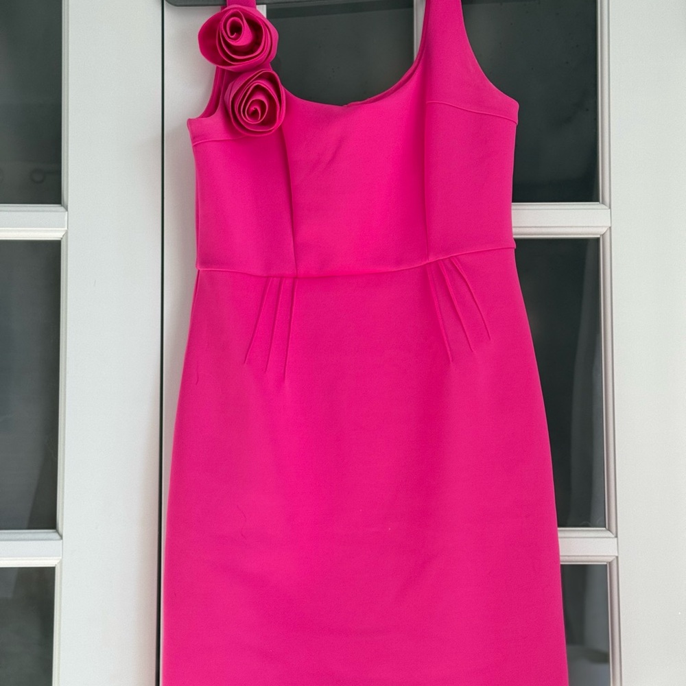 Lilly Pulitzer Hot Pink Sheath Dress with Rosette Zip Detail
